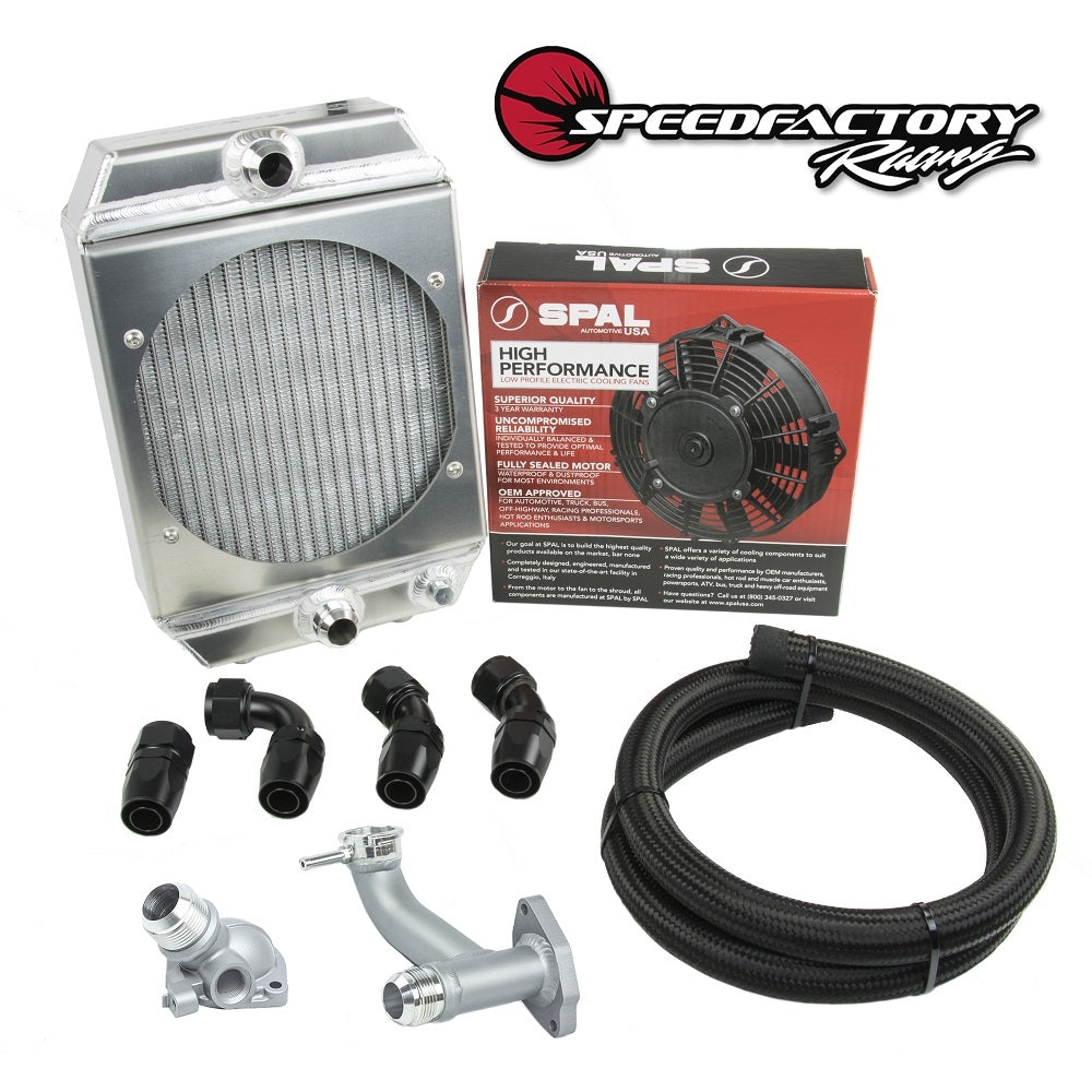 Performance Transmission Radiator SpeedFactory Racing Race Radiator Combo Kit -16an Hose, Fittings, Fill ...